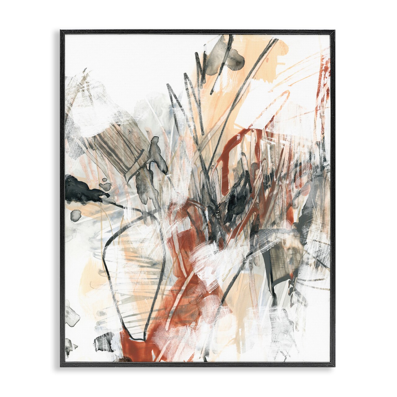 Stupell Industries Terracotta & Grey Abstract Framed Giclee Wall Art Design by June Erica Vess
